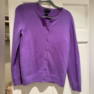 C by Bloomingdale’s purple cashmere cardigan